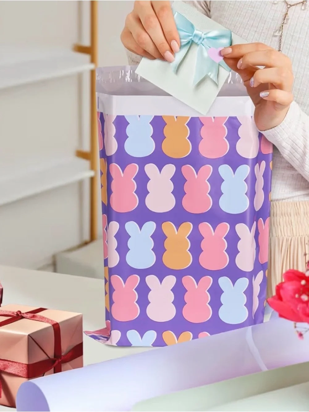 20 Poly Mailers 14.5 x 19 Pastel Bunny